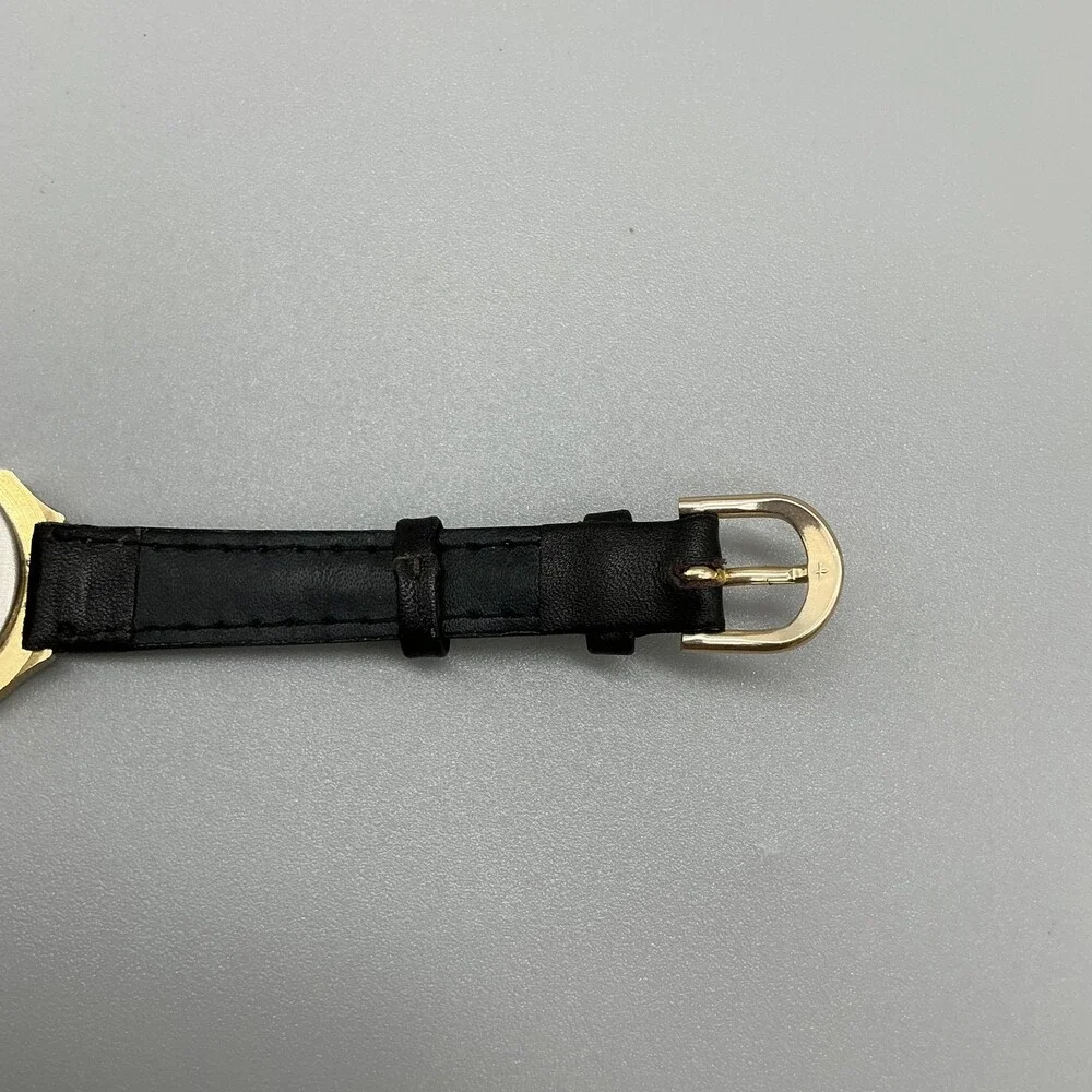 Vintage Advance Womens Watch 23mm Gold LCD Digital Black Leather New Battery
